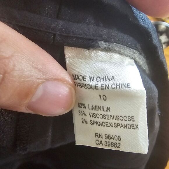 Theory Women's Black Linen Flared Preppy Beach Pants Size 10 - Picture 8 of 9